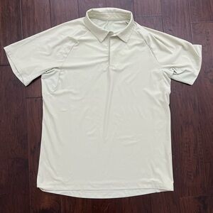 Lululemon Mens Polo Large L Stretch Golf Shirt Yellow Snap Front Performance